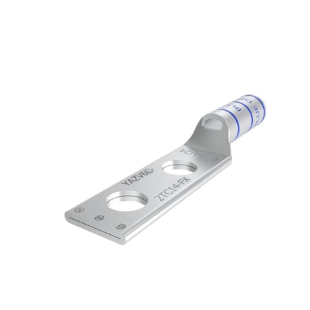 Burndy Copper Compression Lug, 2 Hole w/ Inspection Window, 6 Flex, 1/4" Stud YAZV6C2TC14FX